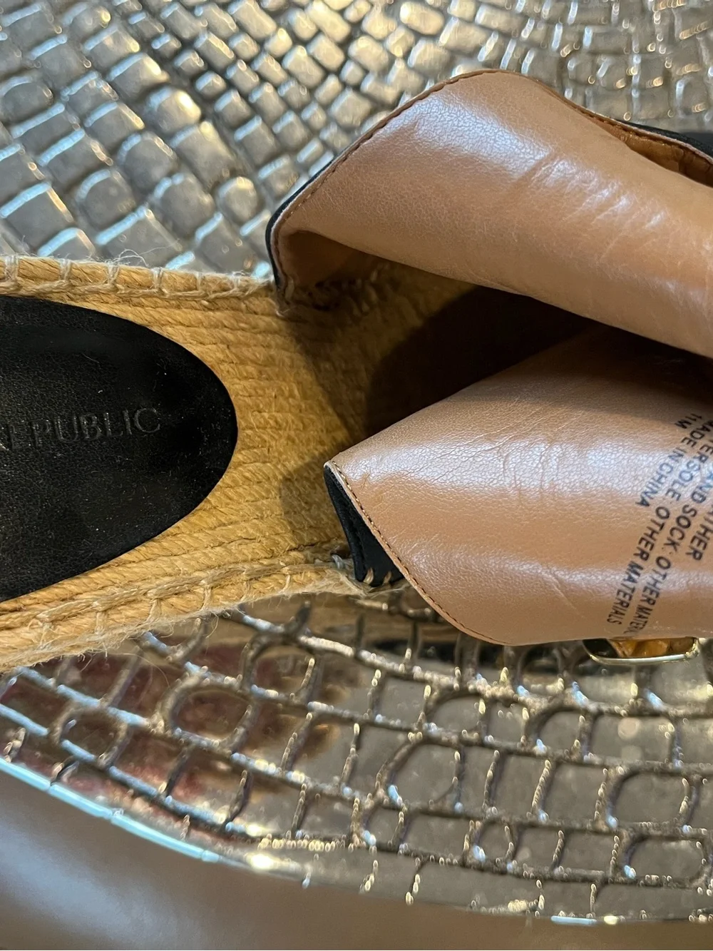 Like New Women's black leather wedge slides with back buckle - summer/fall sz11